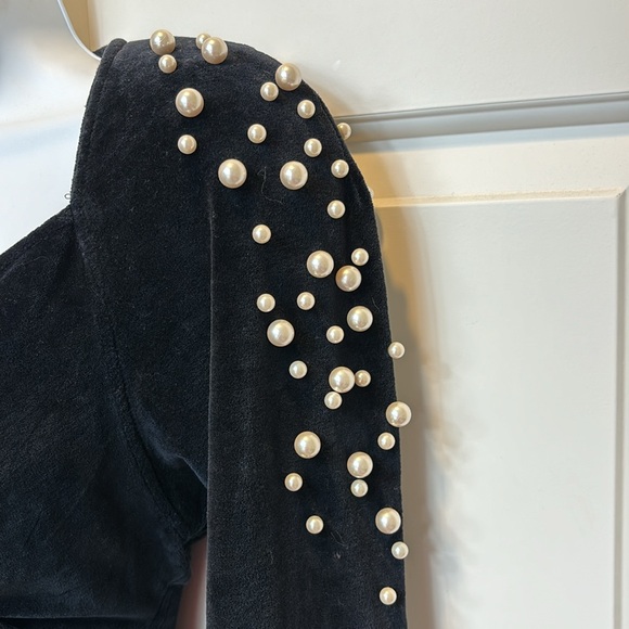 Tadashi Shoji Velvet Wrap Dress with Pearls - Picture 6 of 11